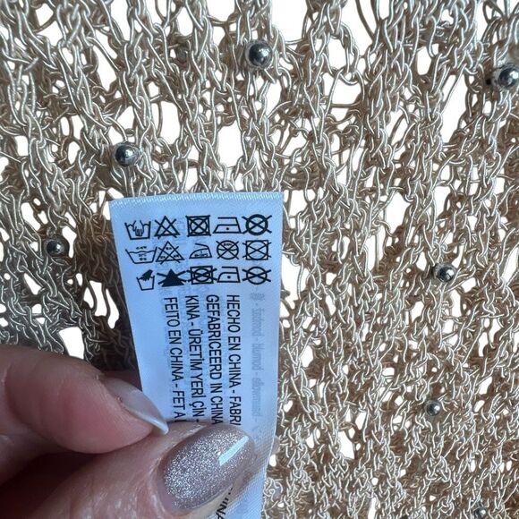 NWT Zara Open Knit Metallic Pompom Sweater Beige Gold Size - Picture 13 of 15